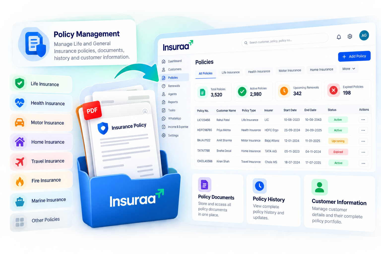 Insuraa insurance policy management software for Life and General Insurance